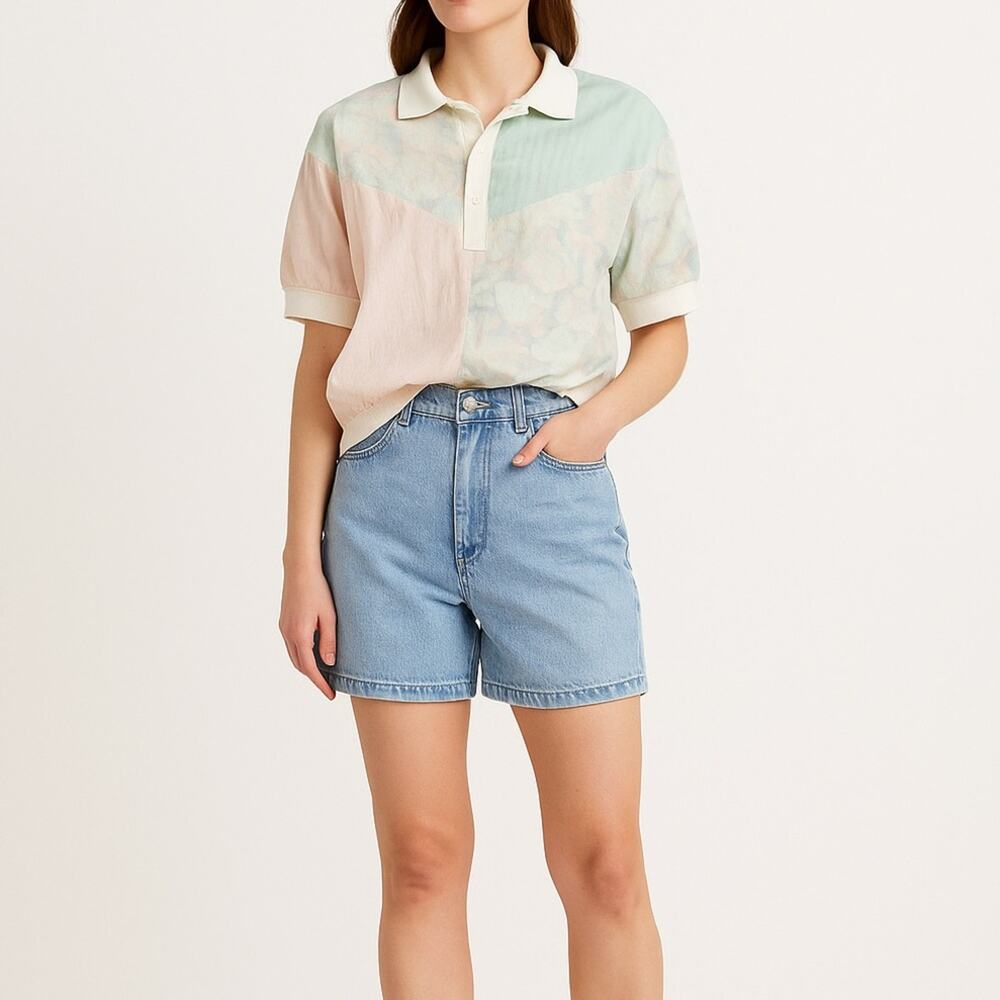 VINTAGE GOOLAGONG Nylon Colorblock Polo Shirt | Pastel | 80s Retro Streetwear
